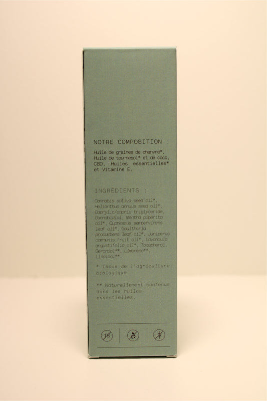 Huile de Massage 1% CBD - au Chanvre organique made in la France