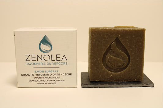 Savon Surgras Chanvre, Infusion d'Ortie et Cèdre - au Chanvre organique made in la France